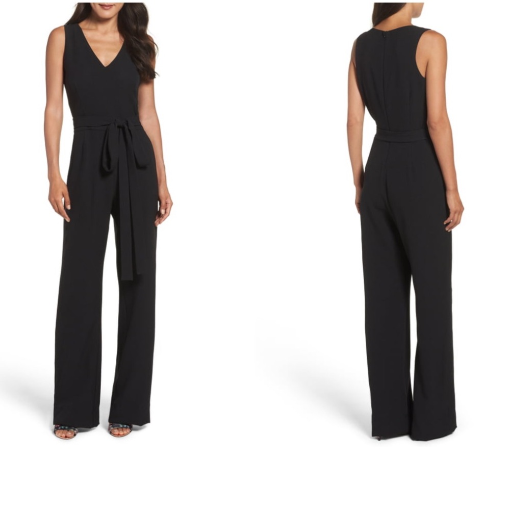 Vince Camuto black toe front wide leg jumpsuit